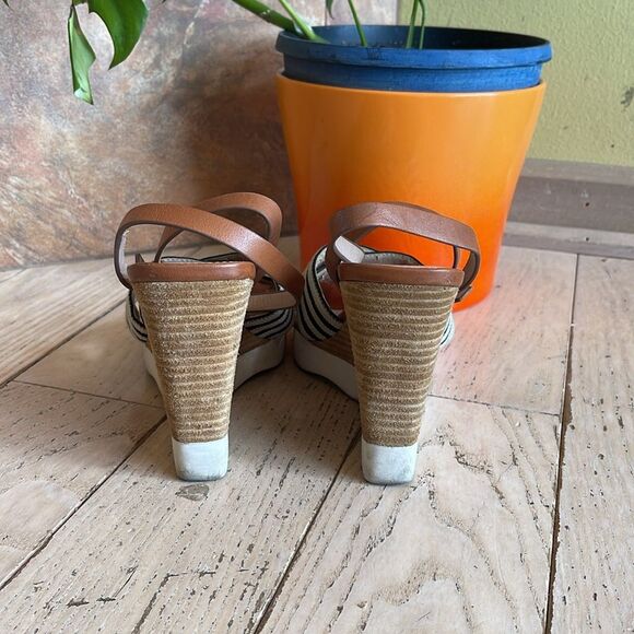 $165 FRENCH CONNECTION JANE Natural Black Designer Wedge Sandals US 8 EUR 38.5 - Picture 9 of 15